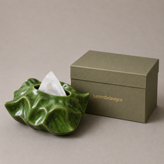 Artisan Green Spring Ceramic Tissue Box