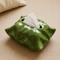 Artisan Green Spring Ceramic Tissue Box