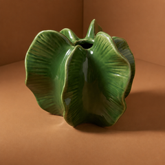 Vintage Emerald Reactive Glaze Ceramic Vase