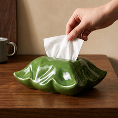 Artisan Green Spring Ceramic Tissue Box