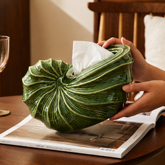 Luxe Green Spring Ceramic Tissue Box