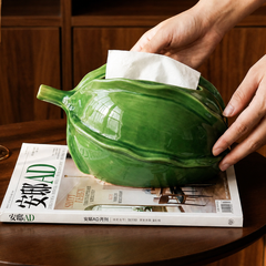 Artistic Green Starfruit Ceramic Tissue Box
