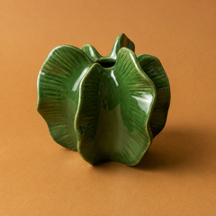 Vintage Emerald Reactive Glaze Ceramic Vase