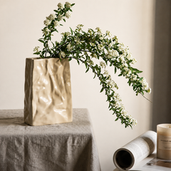 Creamy Fabric-Bag Ceramic Water Vase