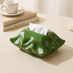 Artisan Green Spring Ceramic Tissue Box