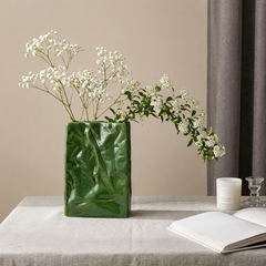 Creamy Fabric-Bag Ceramic Water Vase