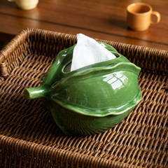 Artistic Green Starfruit Ceramic Tissue Box