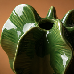 Vintage Emerald Reactive Glaze Ceramic Vase
