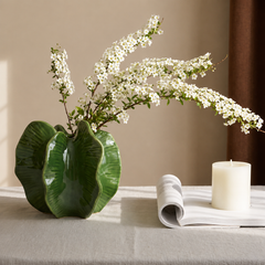 Vintage Emerald Reactive Glaze Ceramic Vase